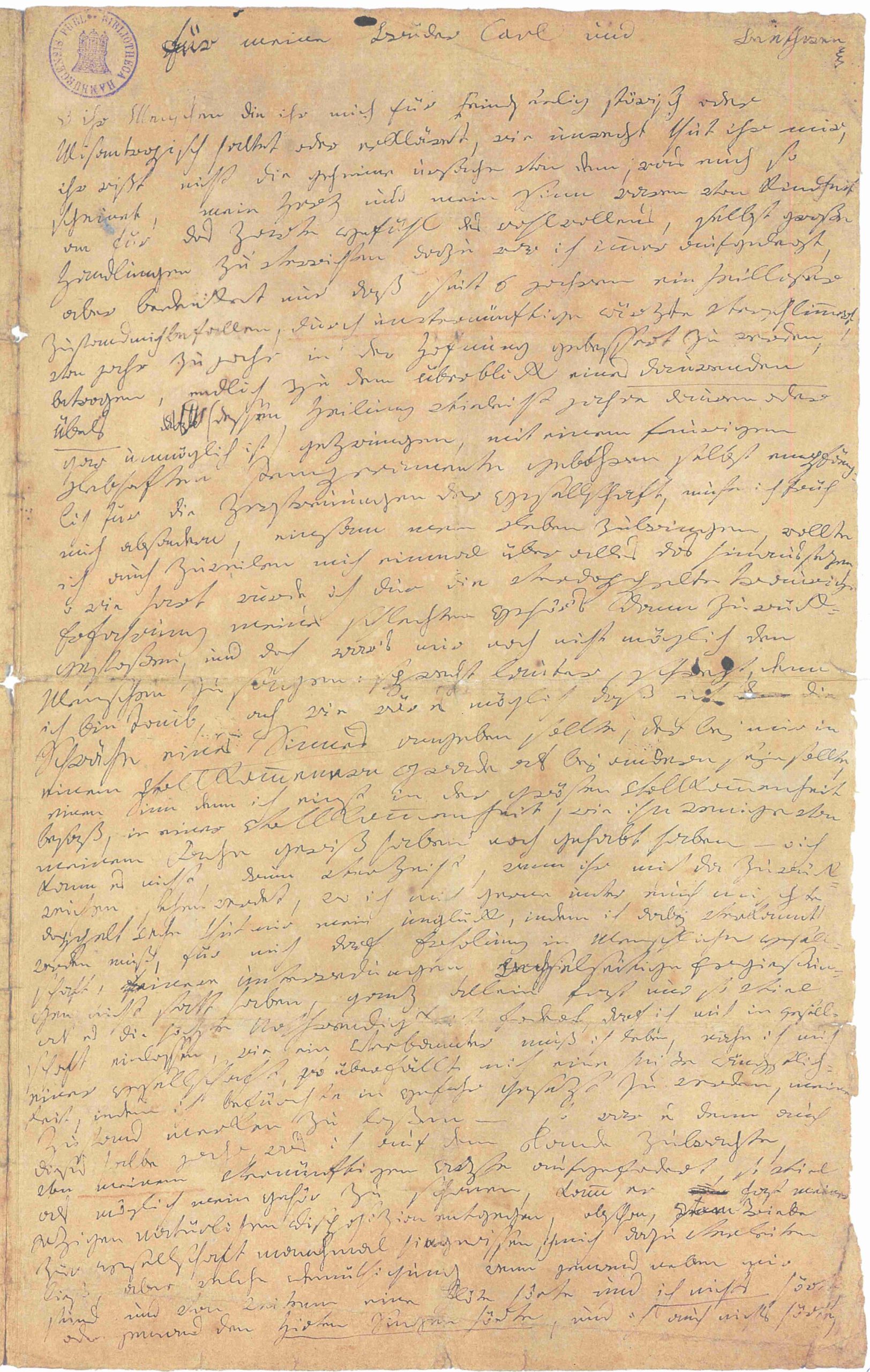 La prima pagina del testamento di Heiligenstadt