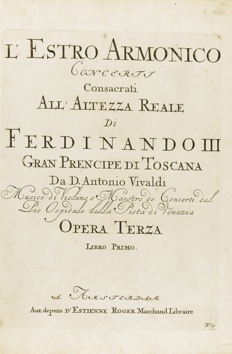 Frontespizio dell’Estro Armonico di Antonio Vivaldi