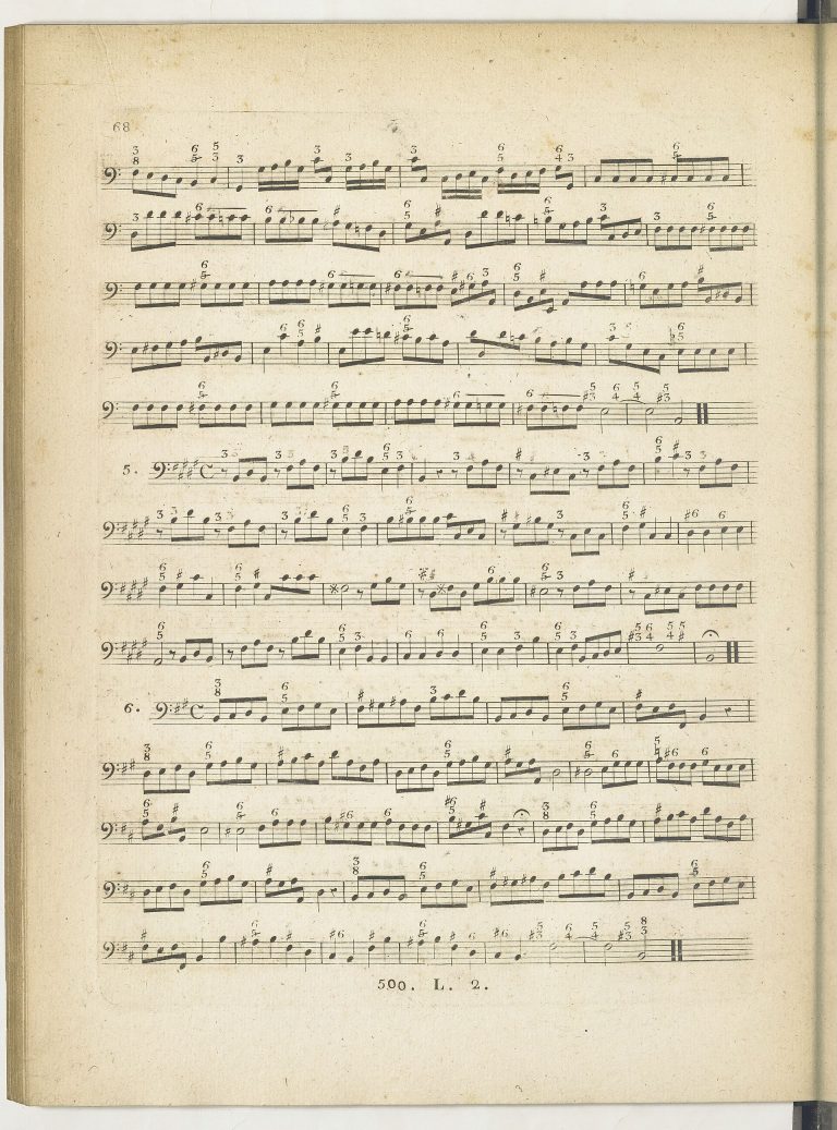 Una pagina dei Partimenti ossia basso numerato di Fedele Fenaroli