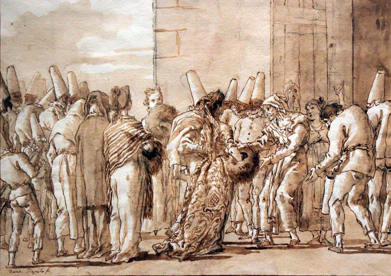 Pulcinella in un disegno di Giandomenico Tiepolo